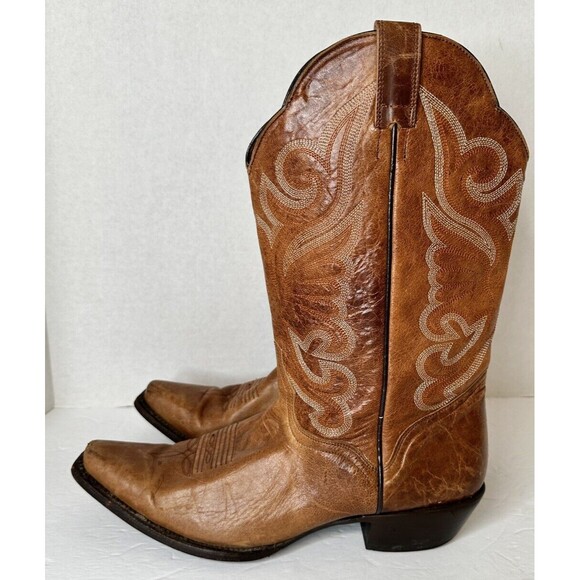 JB Dillon Boots Men Genuine Leather Brown Western Cowboy Pull On sz 11B